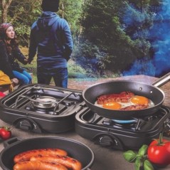 Fogão a Gás 2 Queimadores 4600 W Dobrável Inox Acendimento Piezo KEMPER