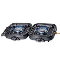 Fogareiro a gás dobrável 2 bocas 4.6 kW queimadores inox acendimento