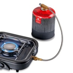 Klappbarer Gaskocher 2 Flammen 4600W Edelstahlbrenner Kartusche