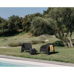 Table basse de jardin résine 59x39x36 cm couvercle amovible