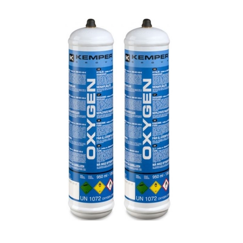 Bouteille oxygène 110 bar Pack x2 M10 Bi-gaz Jetable 110L KEMPER