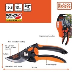 Tijeras de podar 19.5cm Hoja acero antiadherente Corte