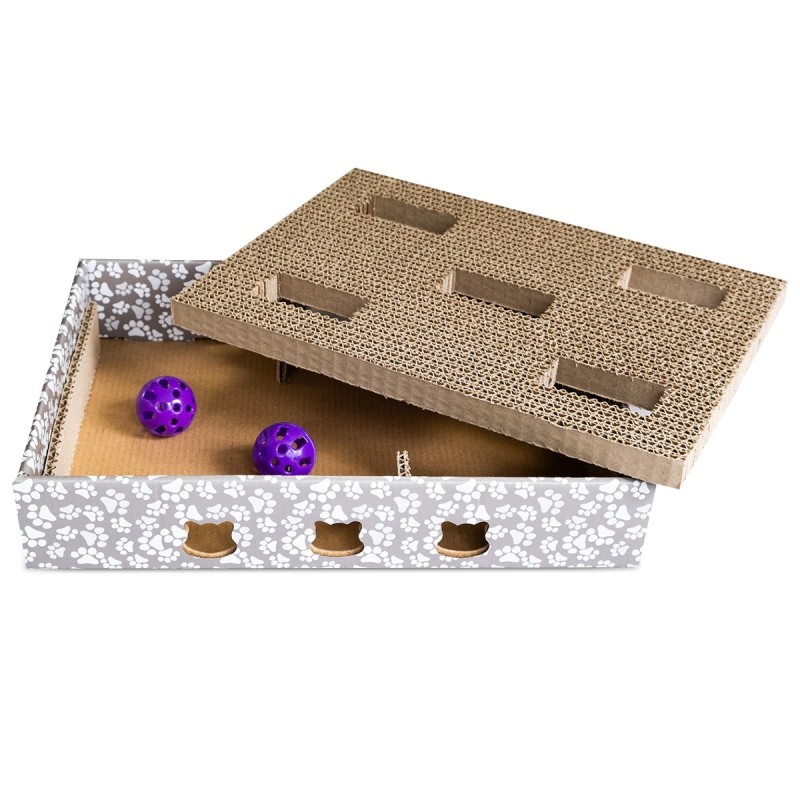 Durable Corrugated Cardboard Cat Scratcher with 2 Balls