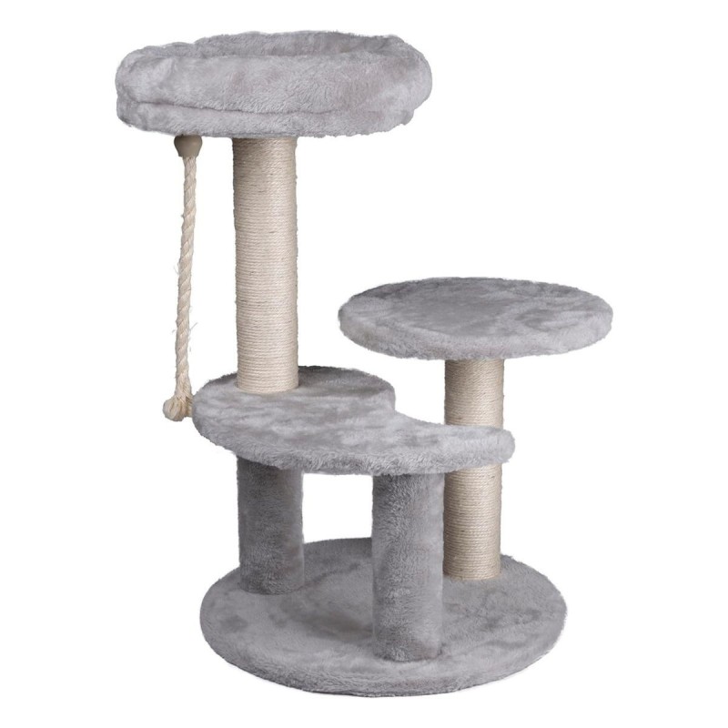 Arbre à Chat 62 cm 3 Plateformes MDF Griffoir Sisal Corde de Jeu Per