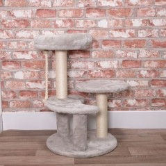 Árbol para Gato 62 cm 3 Plataformas MDF Rascador Sisal Cuerda de