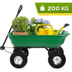 Carrinho de jardim 75L 200kg Caçamba basculante 4 rodas