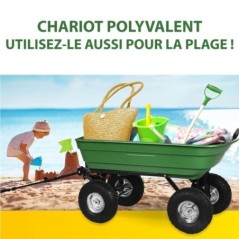 Carrello da giardino 75L 200kg Conca ribaltabile 4 ruote