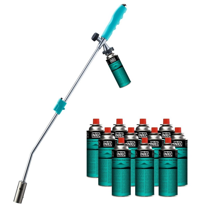 Désherbeur thermique Chalumeau gaz 1300°C Allumage Piezo + 12 cartou