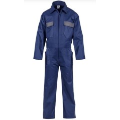 Combinaison de Travail 5 Poches Bleu Marine/Gris Taille L Polyester/