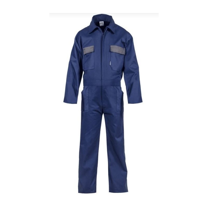 Combinaison de Travail 5 Poches Bleu Marine/Gris Taille L Polyester/
