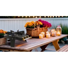 Hornillo a gas de hierro fundido 4 patas 2 quemadores potencia 9800W