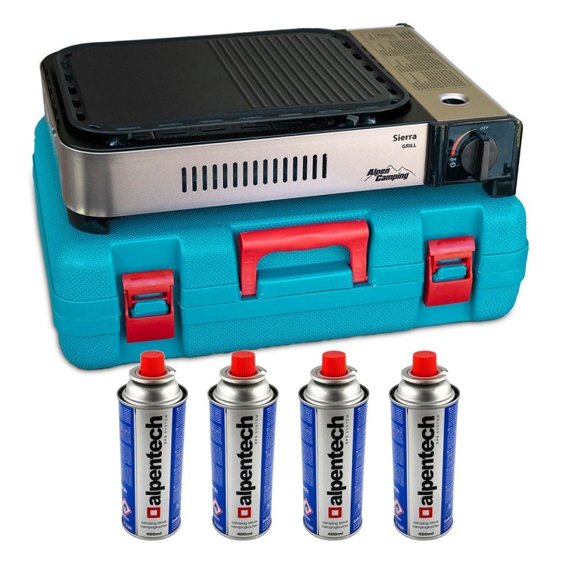 Plancha à gaz 2100W Surface 30x24cm Allumage Piezo ALPEN CAMPING