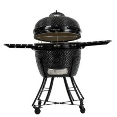 Barbecue Kamado Noir Cuve Céramique Ø 61cm Grille Ø 52cm Chariot Aci