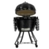 Barbecue Kamado Preto Cuba Cerâmica Ø 61cm Grelha Ø 52cm
