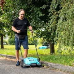 Balayeuse mécanique manuelle 2 brosses rotatives 27cm Bac