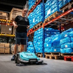 Mechanische Handkehrmaschine 2 rotierende Bürsten 27 cm Behälter