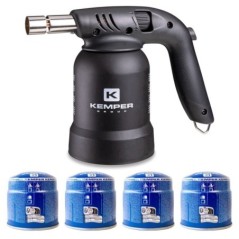Gasbrander soldeerlamp 360° piëzo-ontsteking 4 patronen