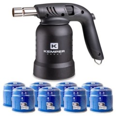 Lâmpada de soldar a gás 360° Ignição Piezo 8 cartuchos