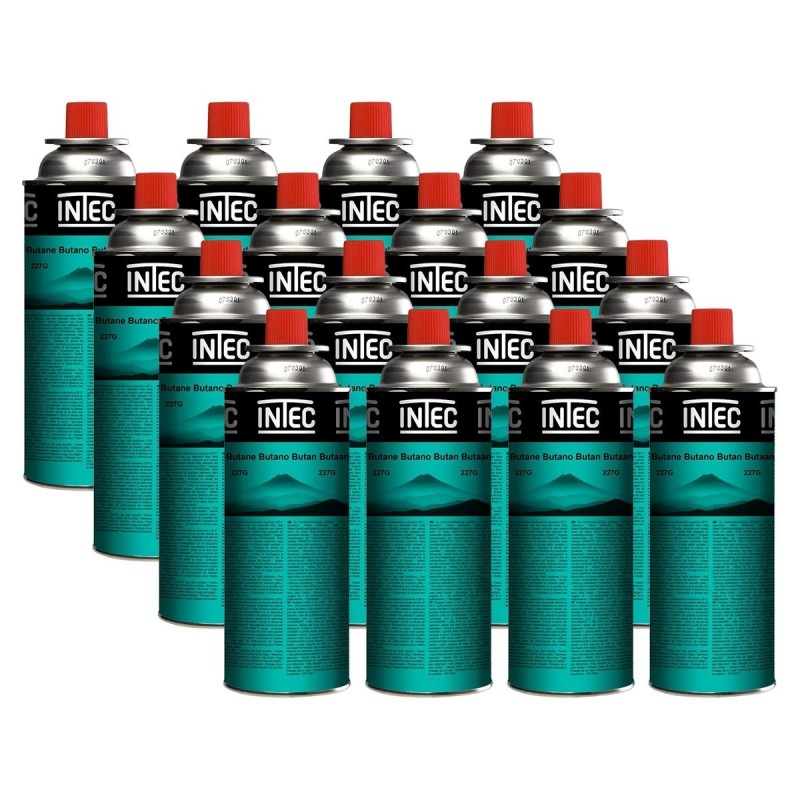 Pack 16 Cartouches de Gaz 227g Butane UN2037 Sécurité Sans Fuite INT