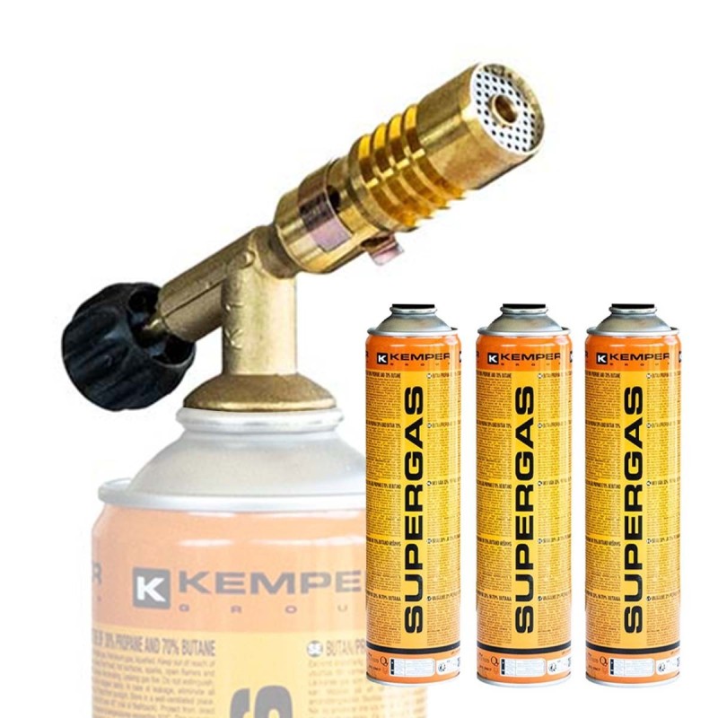 Gassoldeerbrander met messing mondstuk vlam