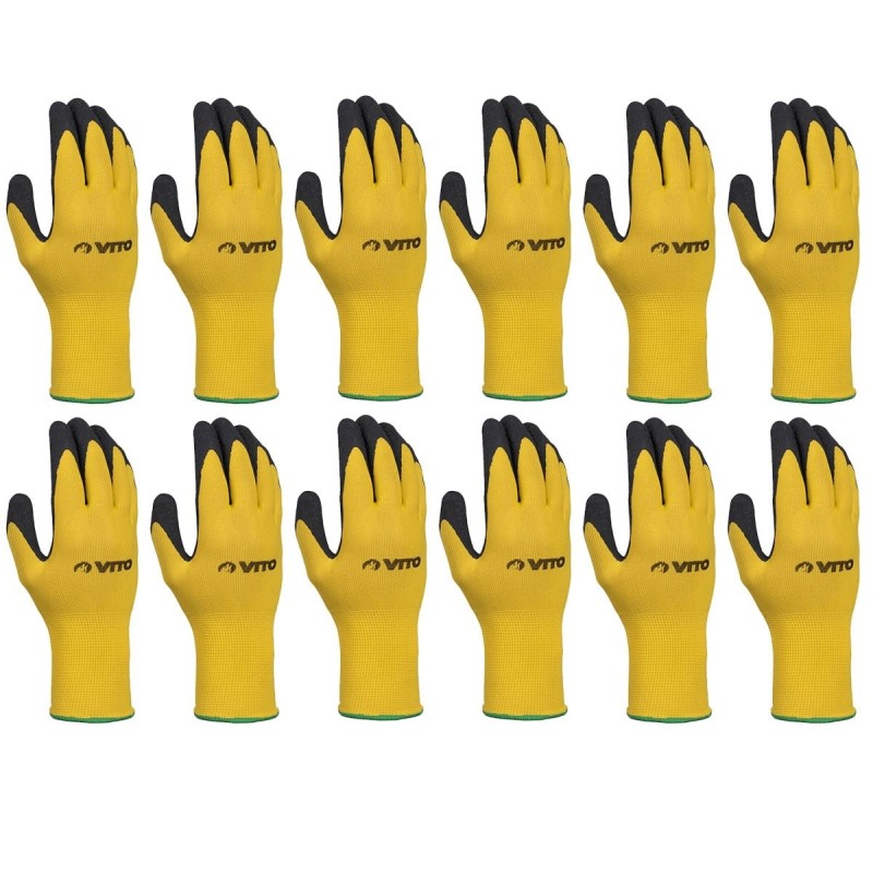 Pack de 12 Gants de Protection Nitrile Antidérapants Taille 9 Tricot