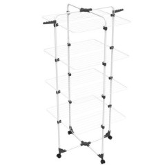 Séchoir à Linge Tour 4 Niveaux Acier Modulable Roulettes VILEDA