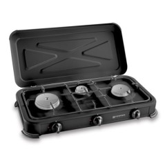 Réchaud gaz portable 3 feux 3450W Inox Brûleurs Grille amovible KEMP