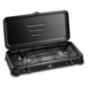 Réchaud gaz portable 2 feux 2600W Noir Brûleurs Inox Couvercle amovi