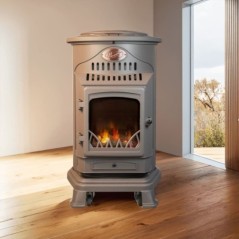 Gaskamin 34 kW Braun Echtes Gusseisen + Schlauch und