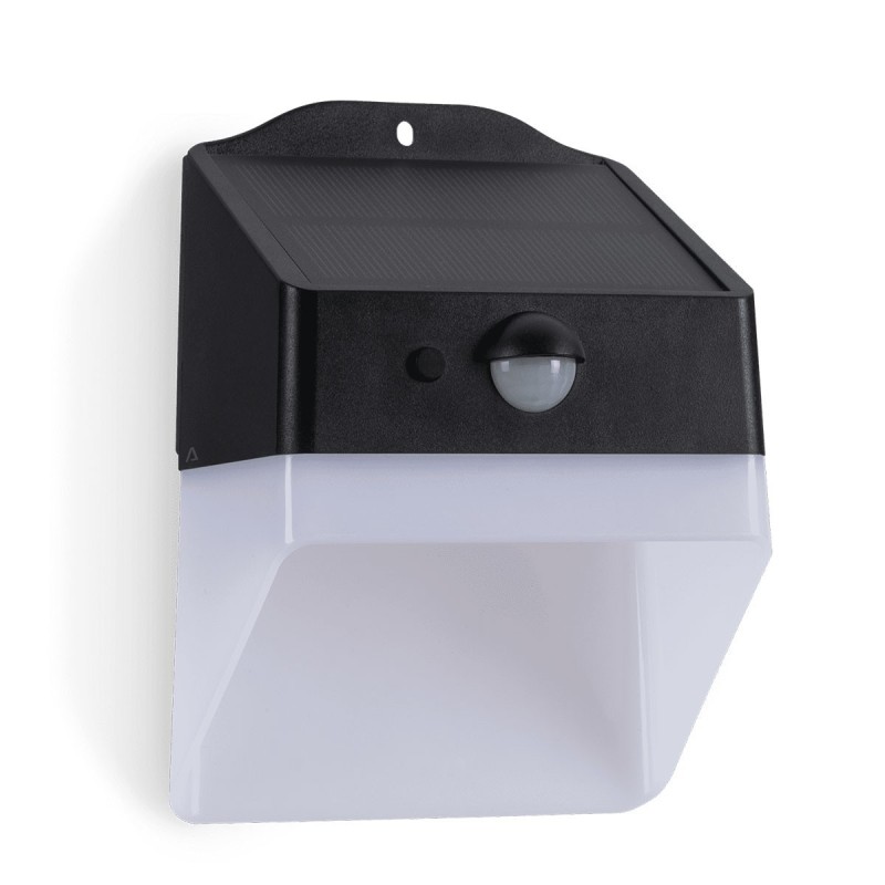 Lampe LED solaire 2W Noire Détecteur Mouvement 120° Batterie Li-ion