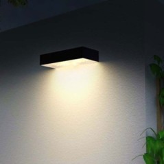 Lámpara LED solar 3W Aplique mural negro con sensor de