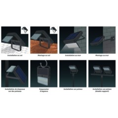 Projecteur LED Solaire 7.89W IP65 Télécommande ASLO