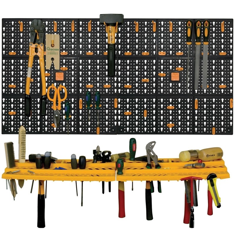 Panneau porte-outils mural 50x100 cm polypropylène modulable 50 croc