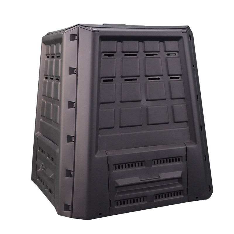 Composteur de jardin 380L Plastique recyclable Parois perforées Couv