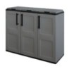 Armoire de Tri Sélectif 3 Poubelles Gris