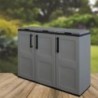Armário de Reciclagem 3 Lixeiras Cinza Polipropileno