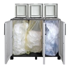 Afvalscheiding Kast 3 Emmers Lichtgrijs 102x37x90 cm