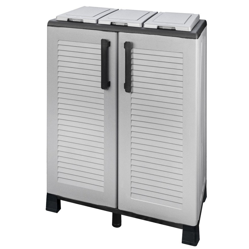 Armoire Tri Sélectif Mi-Hauteur Polypropylène Recyclable 3 Couvercle