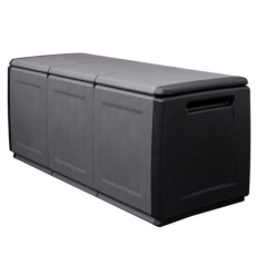 Coffre de rangement 330L Gris/Noir 138 x 53 x H57cm Verrouillable Po
