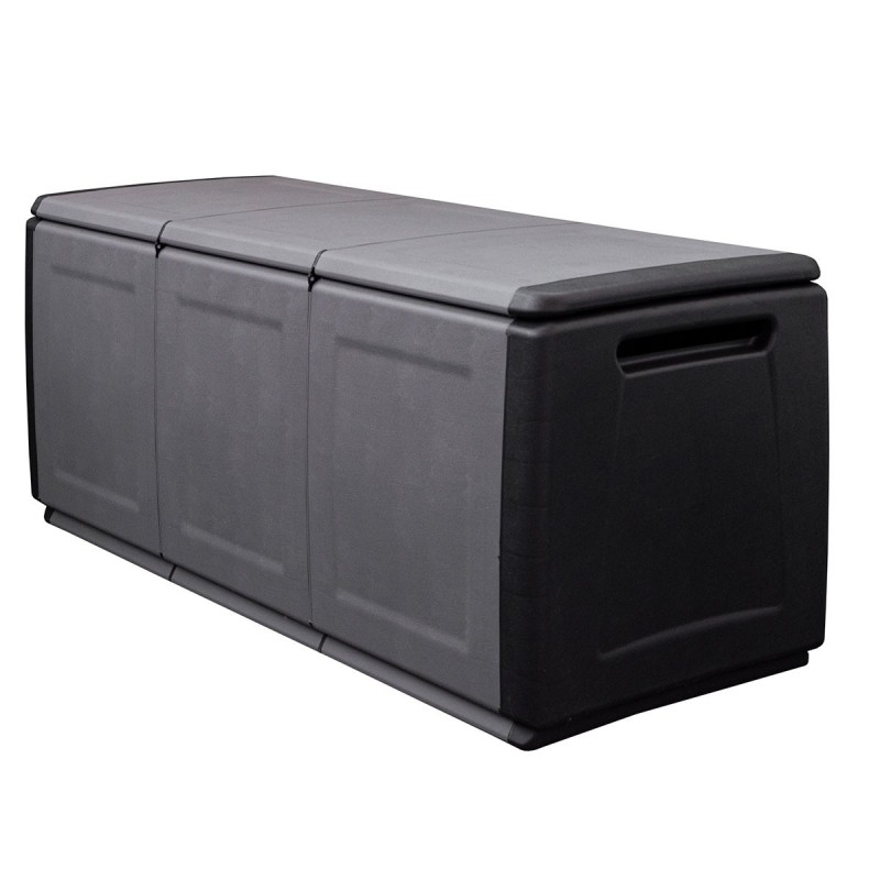 Coffre de rangement 330L Gris/Noir 138 x 53 x H57cm Verrouillable Po