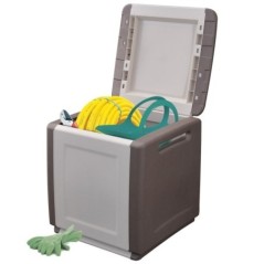 Baú de Armazenamento 130L Bege/Taupe Alças Transporte