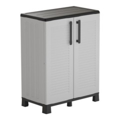 Armoire de rangement Gris 68x37x90cm 2 portes Charnières acier Polyp
