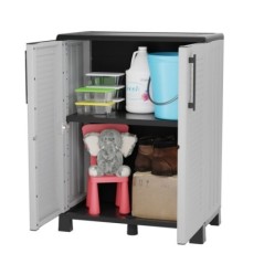 Gray Storage Cabinet 68x37x90cm 2 Doors Hinges