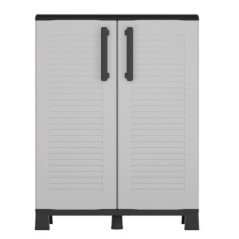 Aufbewahrungsschrank Grau 68x37x90cm 2 Türen Scharniere