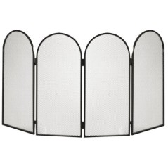Pare-feu en fer forgé 4 panneaux 24 cm noir peinture écaillée BRIXO