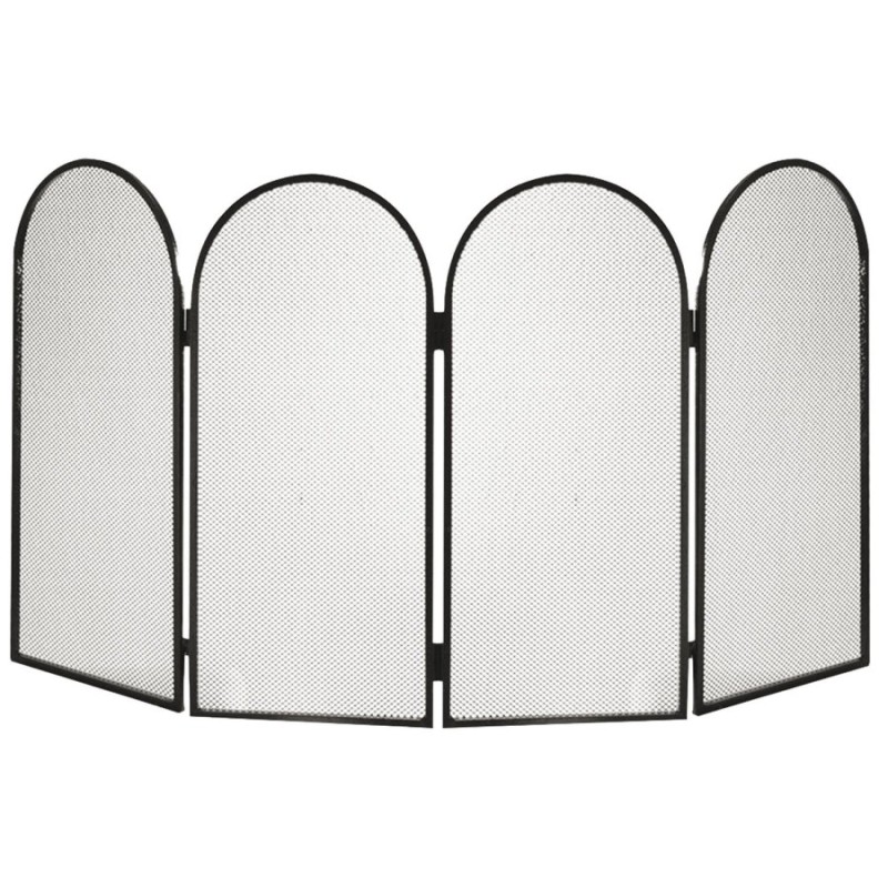 Pare-feu en fer forgé 4 panneaux 24 cm noir peinture écaillée BRIXO