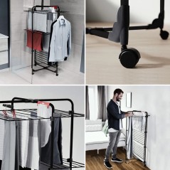 Tendedero de ropa 3 niveles Plegable con ruedas Acero aleado VILEDA