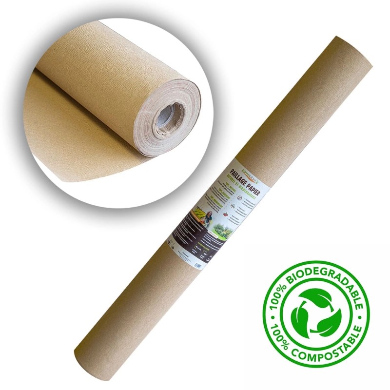 Kraftmulchvlies 90cm x 20m Biologisch abbaubar Stärke 115g/m² KZ