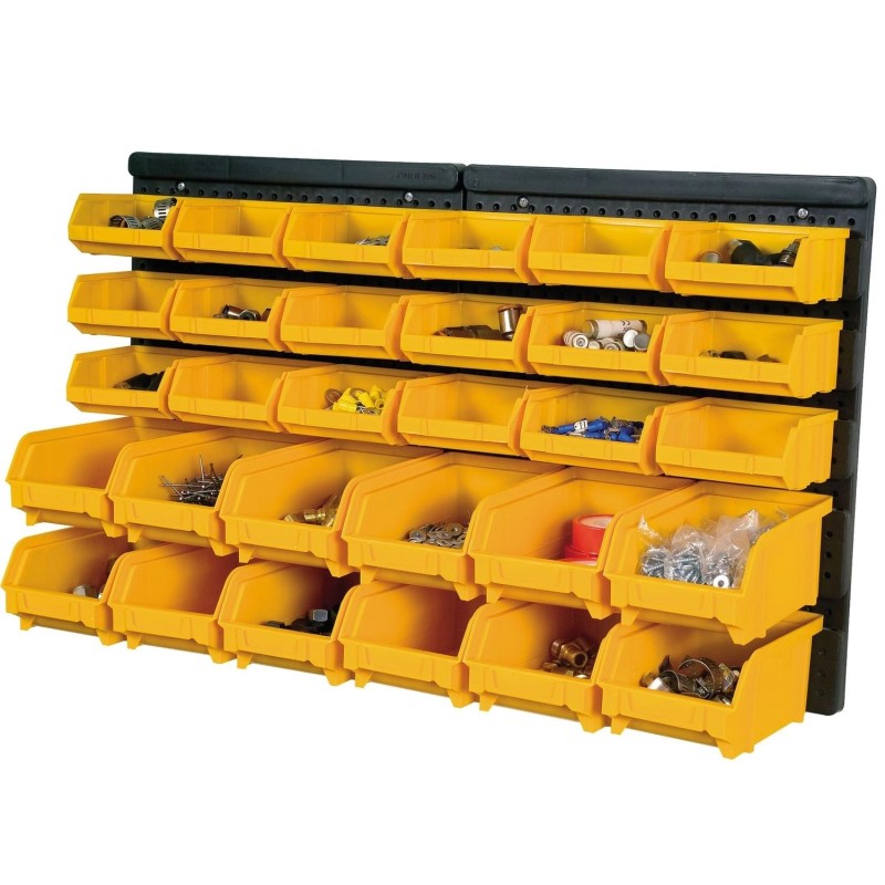 Wall-Mounted Tool Panel 30 Removable Bins Durable Polypropylene