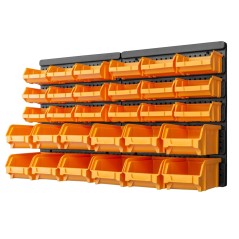 Wall-Mounted Tool Panel 30 Removable Bins Durable Polypropylene